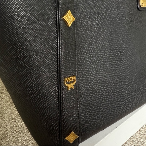 MCM Black and Gold Structured Tote Large - Picture 5 of 14